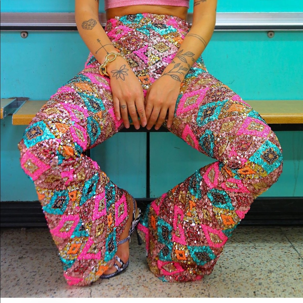Festival Sequin Flare Pants